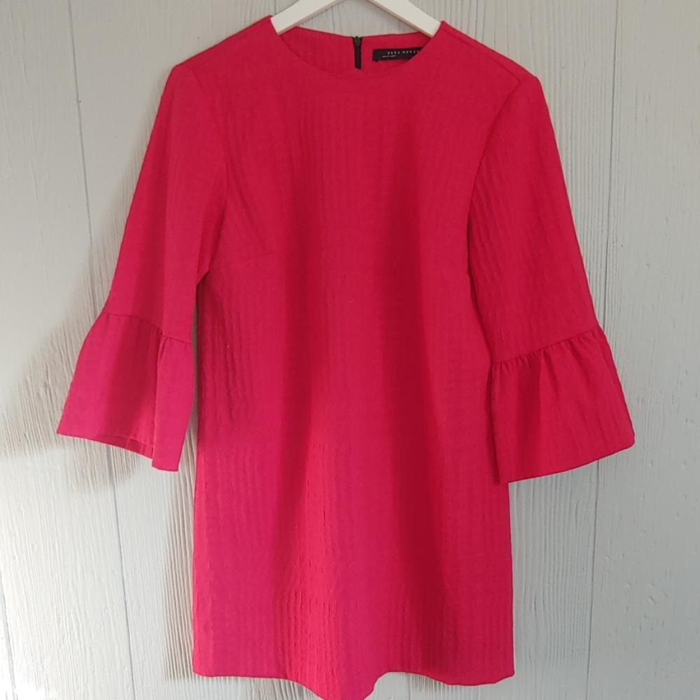Zara Frilled Bell Sleeve Sheath Dress NWOT